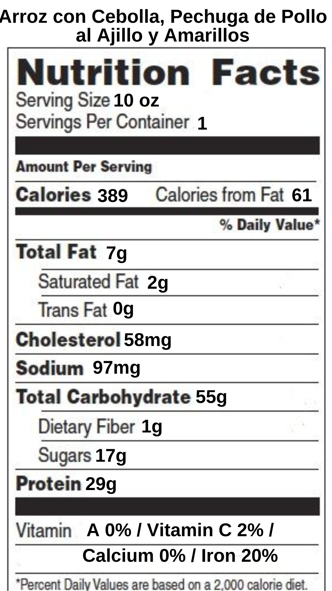 Arroz con Cebolla, Pollo al Ajillo y Amarillos